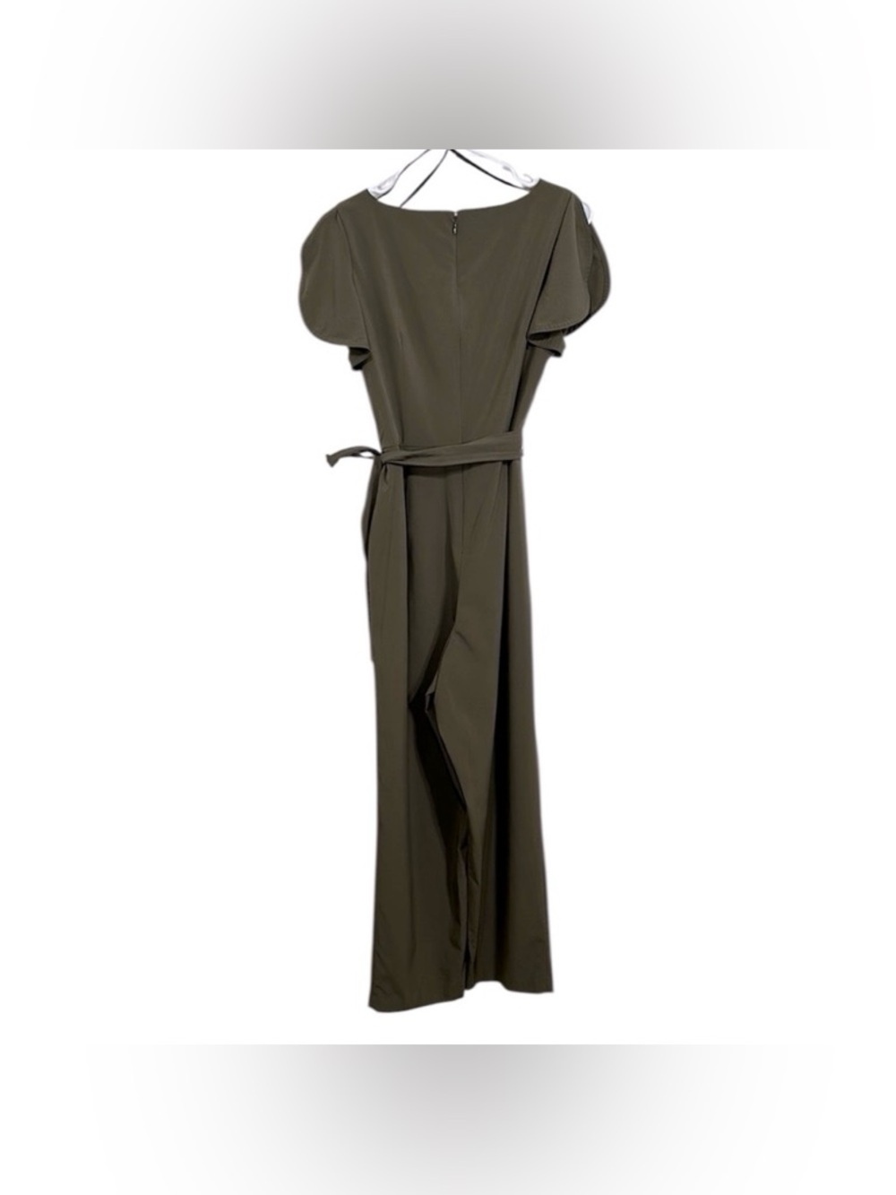 NEW Olive Green Cropped Belted Jumpsuit Sz 8 - Picture 8 of 13